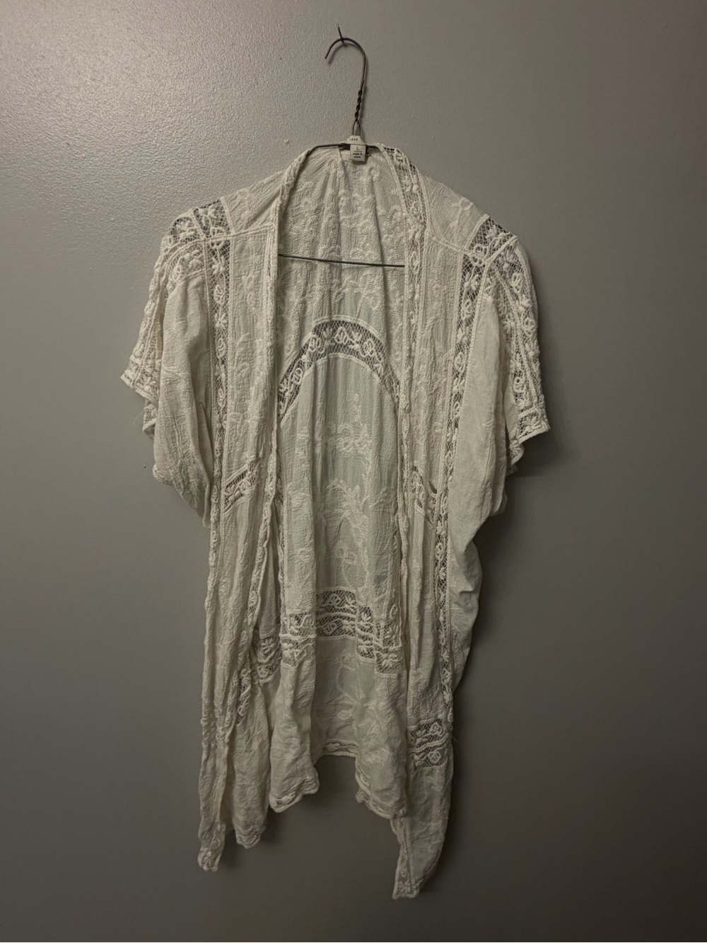 Sheer Lace Kimono Cover-Up in White